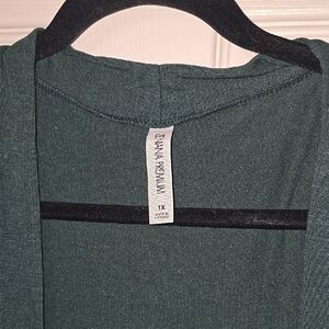 Dark Green Open Front Cardigan 1X